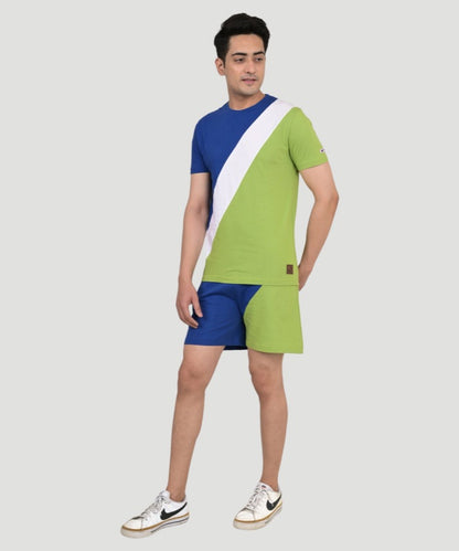 Men's Multicolor Colorblock T-shirt & Shorts Set - A Bold Expression of Style